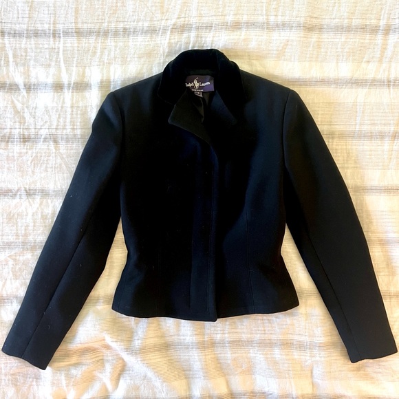 Vintage Ralph Lauren Purple Label wool jacket with velvet collar. Size 4. - Picture 2 of 12